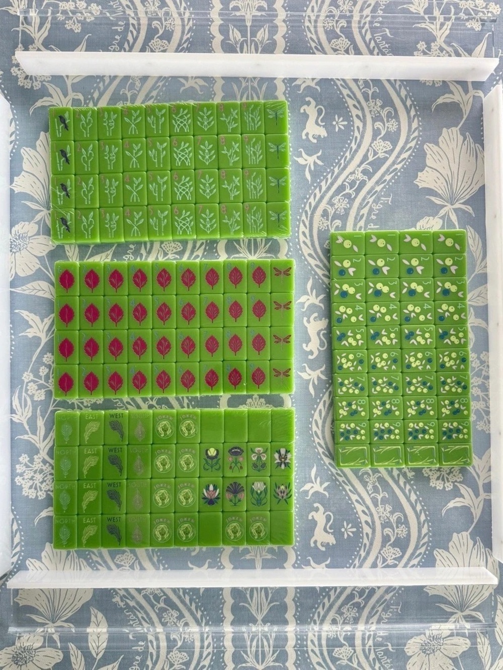 Green Floral Mahjong Tiles